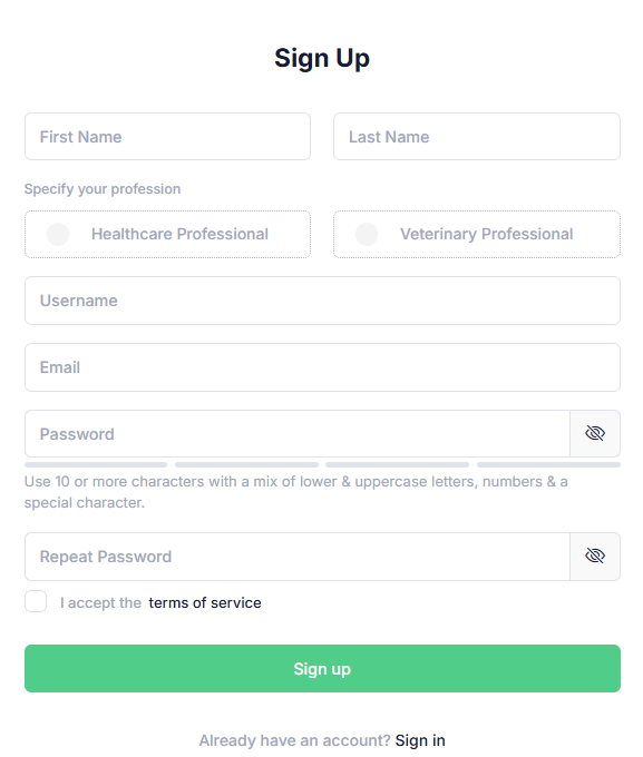 New users Sign up